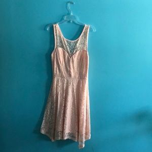 Baby pink lace cocktail dress